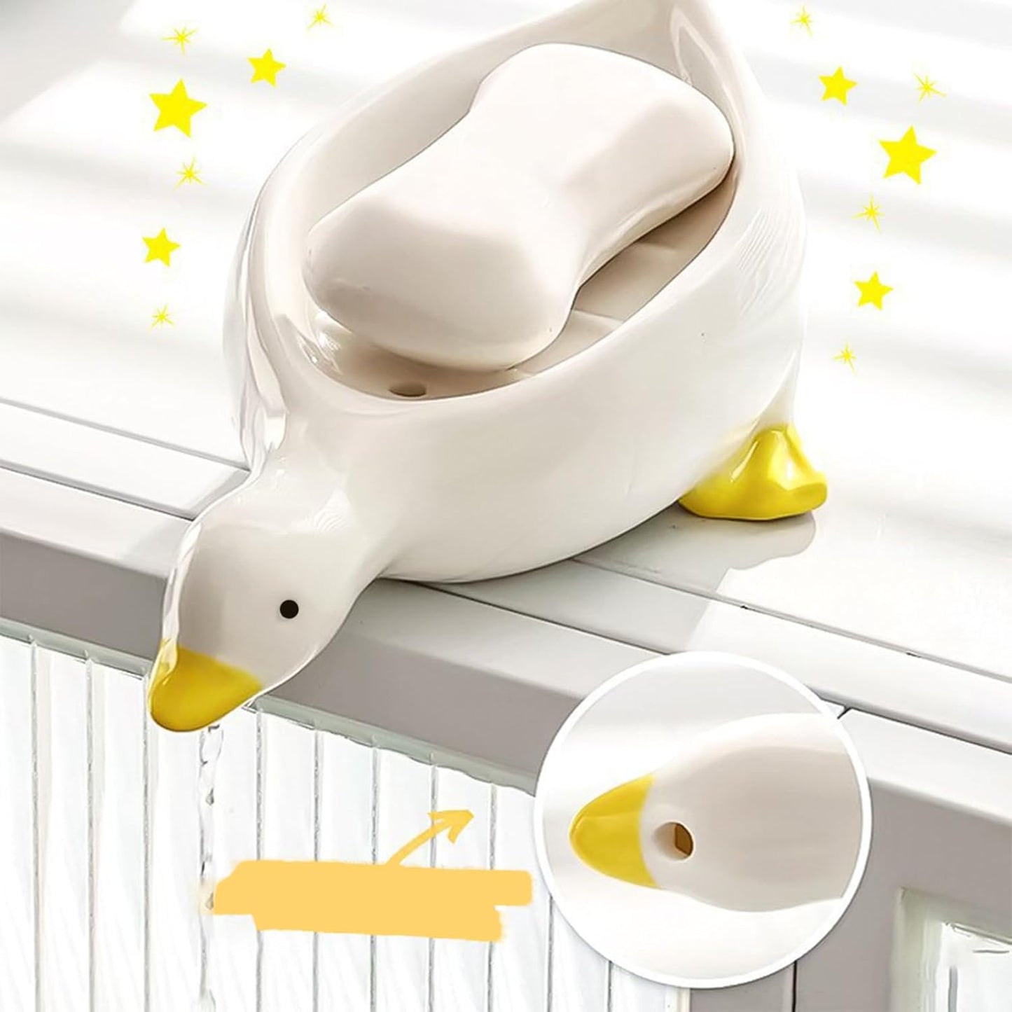 Creative Duck Shaped Ceramic Soap Dish ā Cute Animal Soap Holder for Bathroom & Kitchen