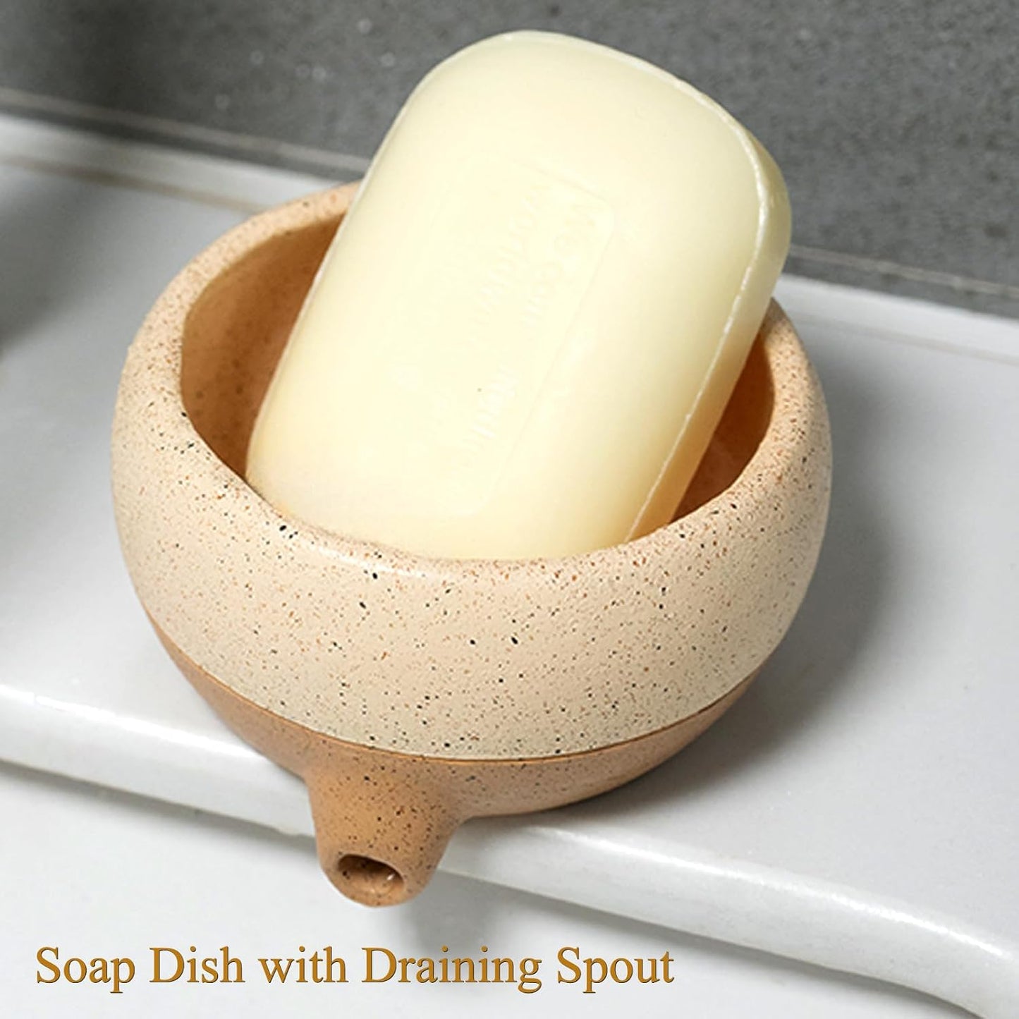 Ceramic Soap Dish with Drainage Spout β Handmade Soap Holder for Bathroom & Sink