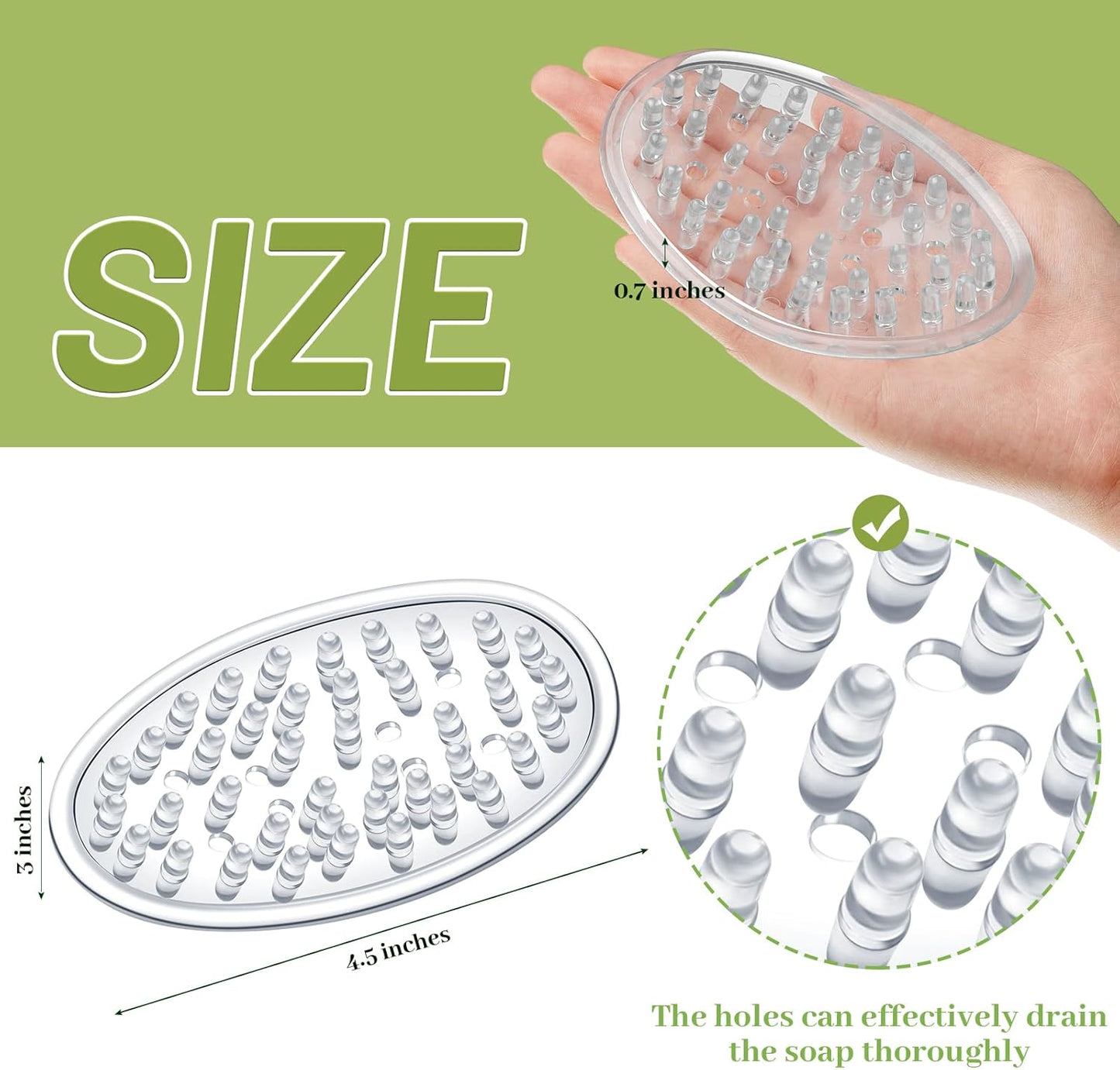 Clear Oval Soap Dish with Drainage Holes β Non-Slip Transparent Soap Holder for Bathroom & Kitchen