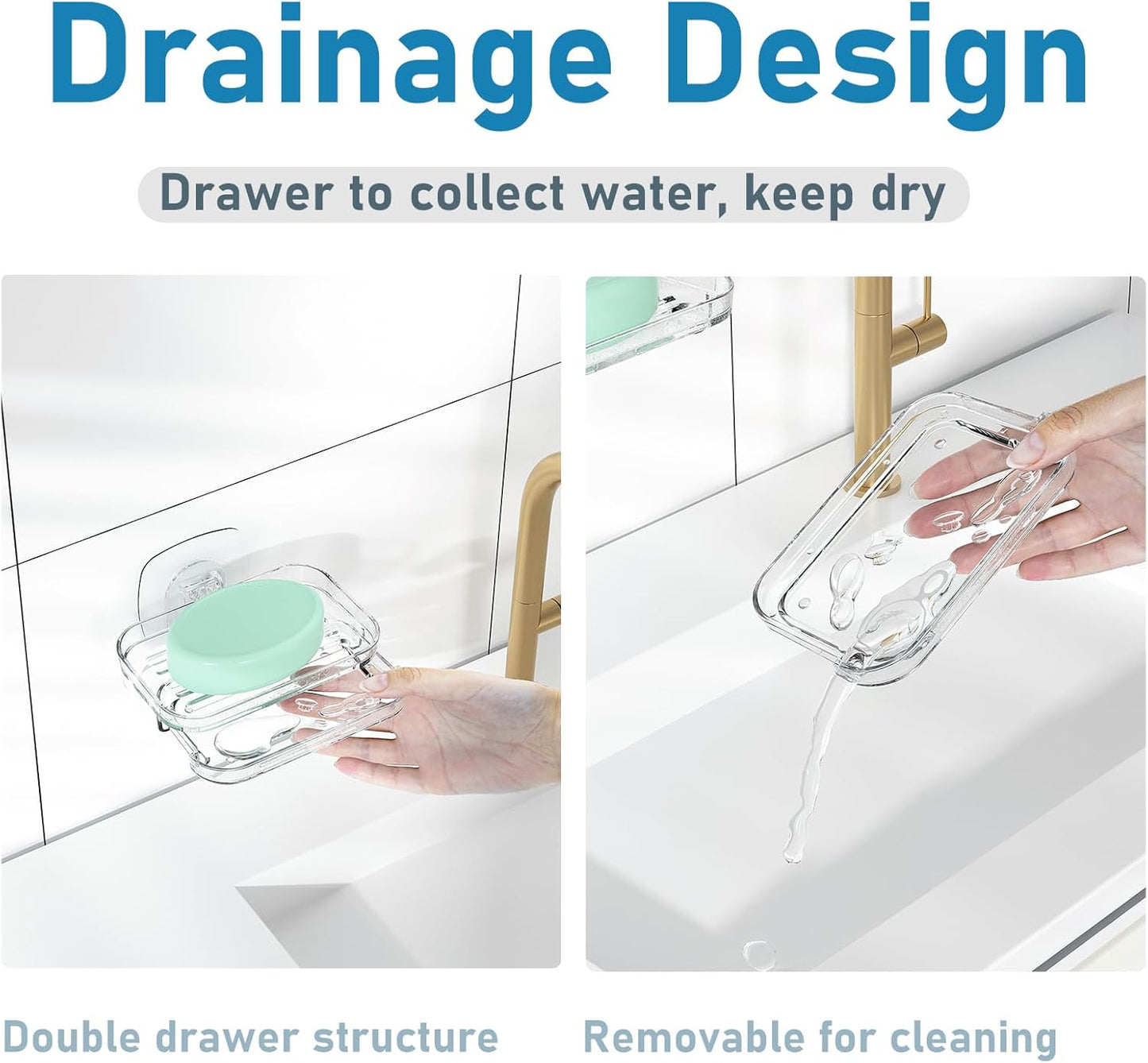 Transparent No-Drill Wall Mounted Soap Dish β Strong Suction Soap Holder with Drainage