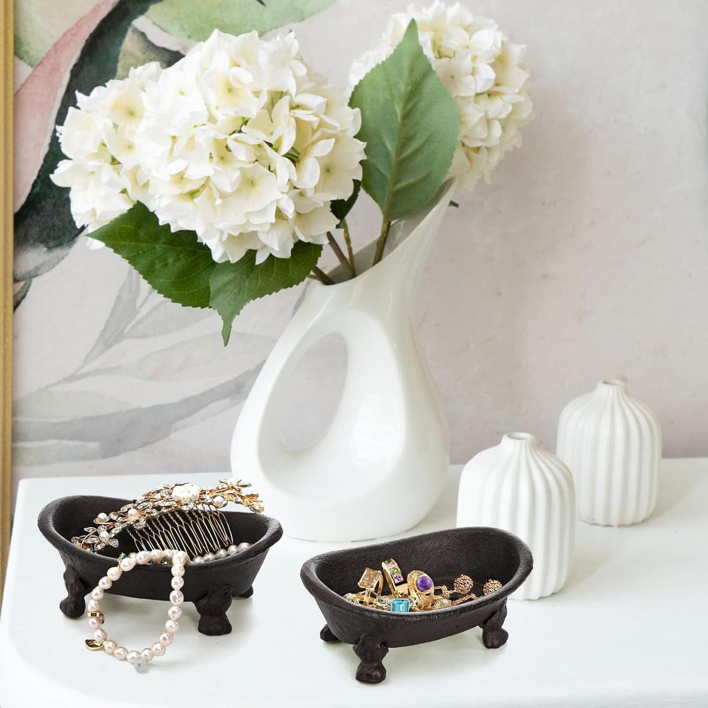 Vintage Cast Iron Soap Dish 2 Pack β Bathtub Shape Soap Holder for Bathroom & Kitchen