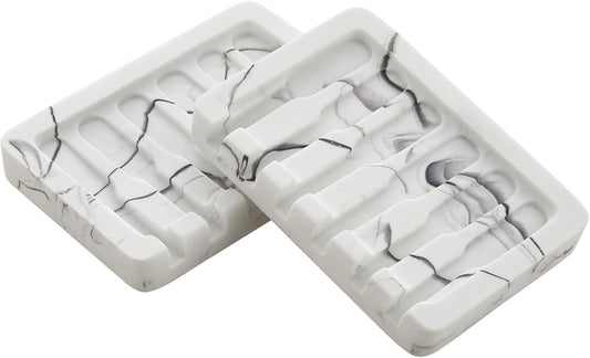 Marble Pattern Silicone Soap Dish – Non-Slip Drainage Soap Holder for Bathroom & Kitchen