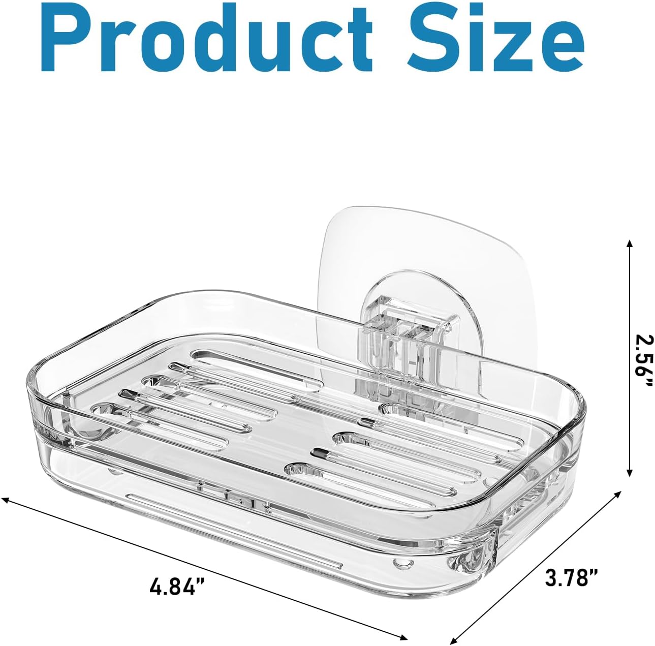 Transparent No-Drill Wall Mounted Soap Dish – Strong Suction Soap Holder with Drainage