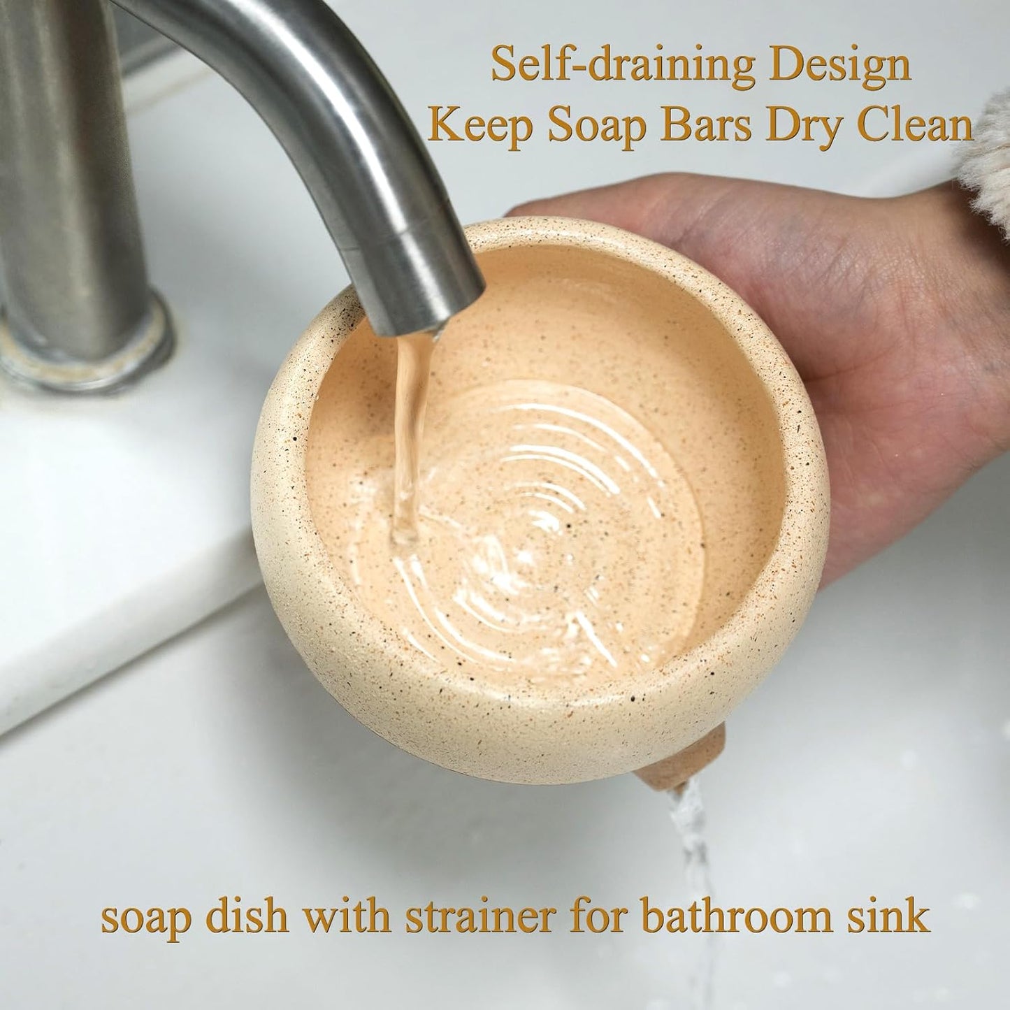 Ceramic Soap Dish with Drainage Spout – Handmade Soap Holder for Bathroom & Sink