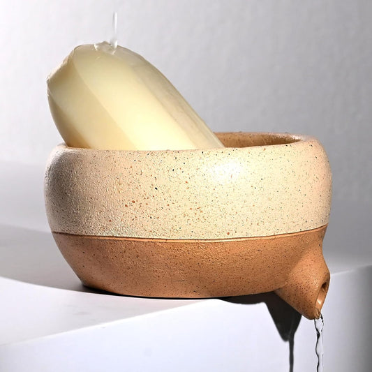 Ceramic Soap Dish with Drainage Spout – Handmade Soap Holder for Bathroom & Sink