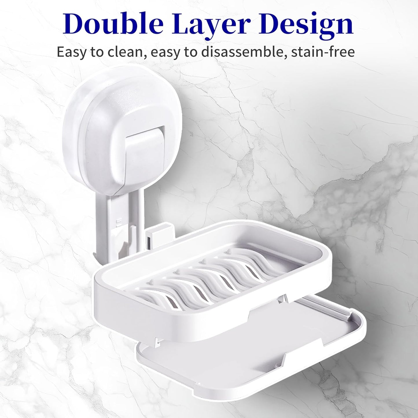 No-Drill Wall Mounted Soap Dish – Strong Suction Soap Holder, Up to 11 lbs